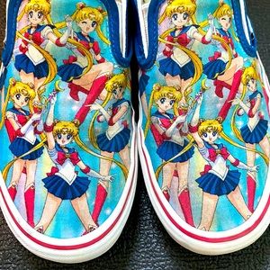 Sailor moon slip on vans women’s 8